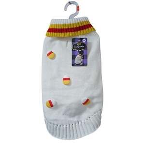 NWT Woof Knitted Candy Corn Pet Sweater White Size M 14"-16"